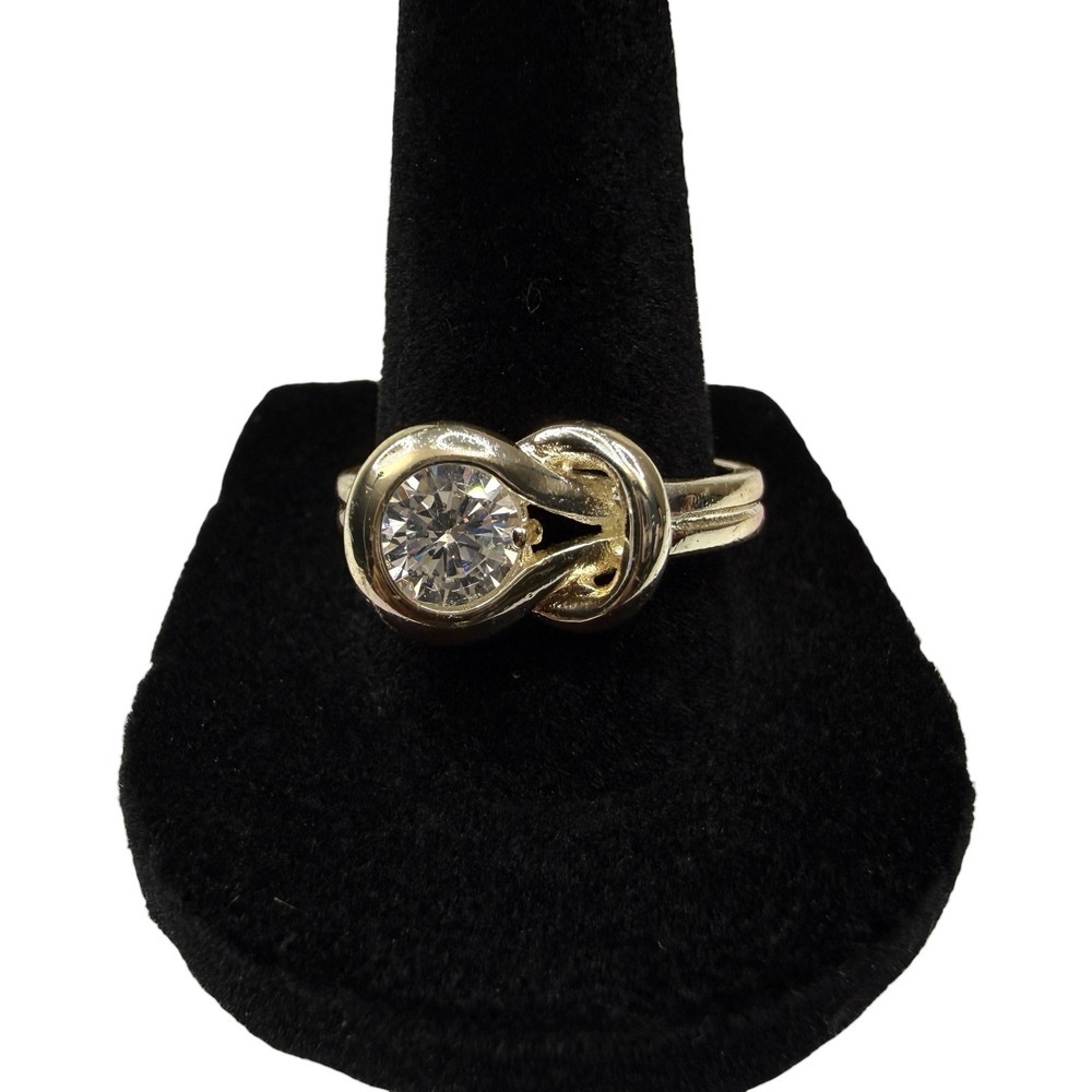 Elegant Love Knot Solitaire Ring Round Brilliant Crystal Rose Gold Finish Sz 9